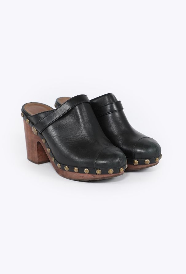 Chanel S/S 2010 Studded Leather Clogs - 3