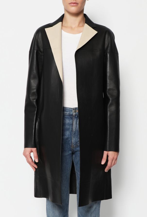 Céline Contrast Leather Coat - 3