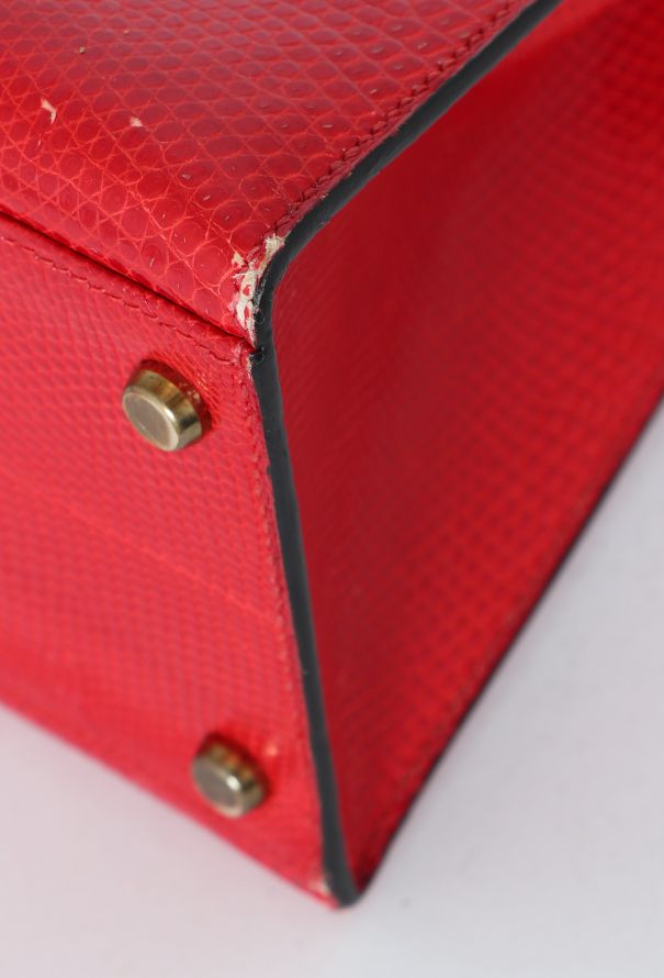 Hermès '80s Red Varanus Salvator Lizard Kelly Sellier 32 - 10
