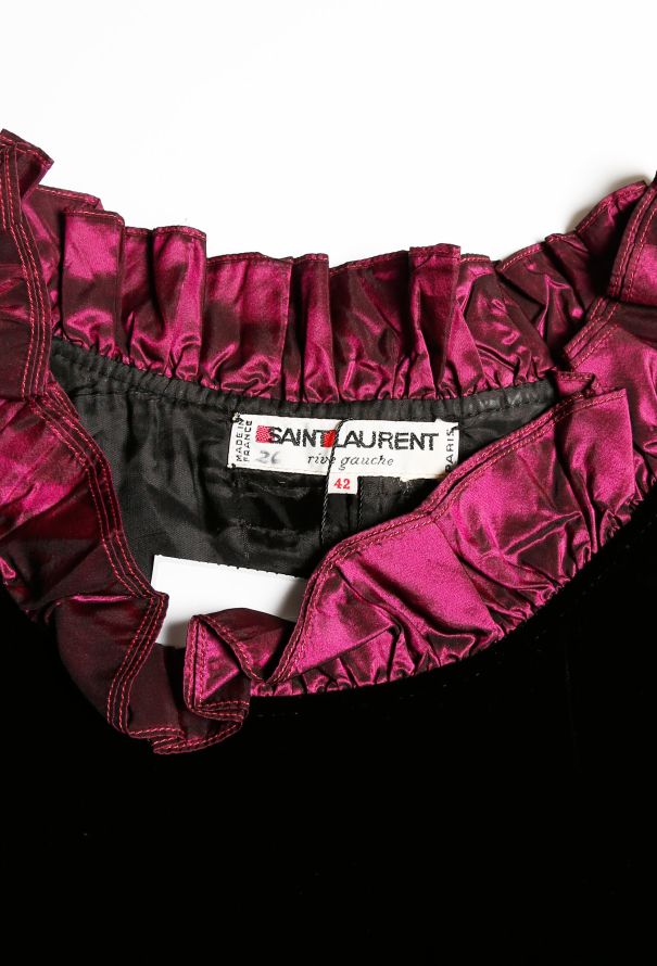 Saint Laurent Late '70s Velvet Taffeta Dress - 4