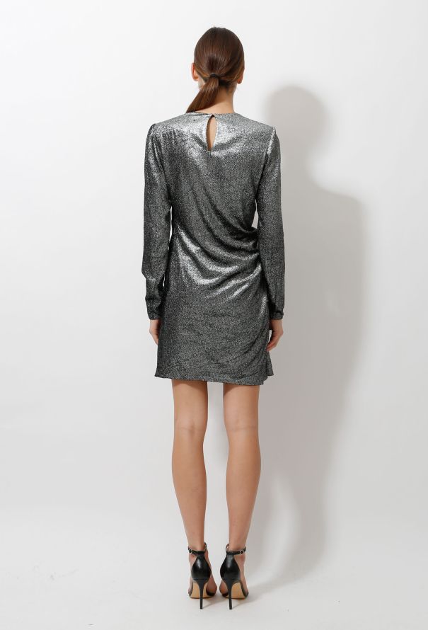 Saint Laurent 2018 Silver Lamè Draped Dress - 5