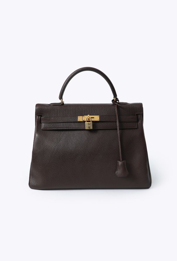 Hermès Vintage Marron Togo Kelly Retourné 35 - 2