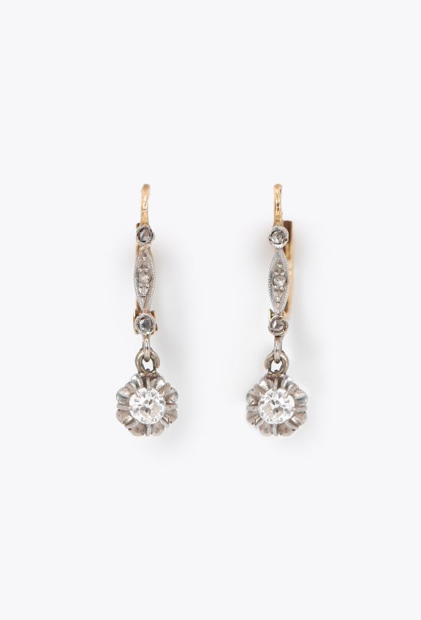 Vintage Fine Jewelry 18k Yellow Gold & Diamond Dormeuses - 1