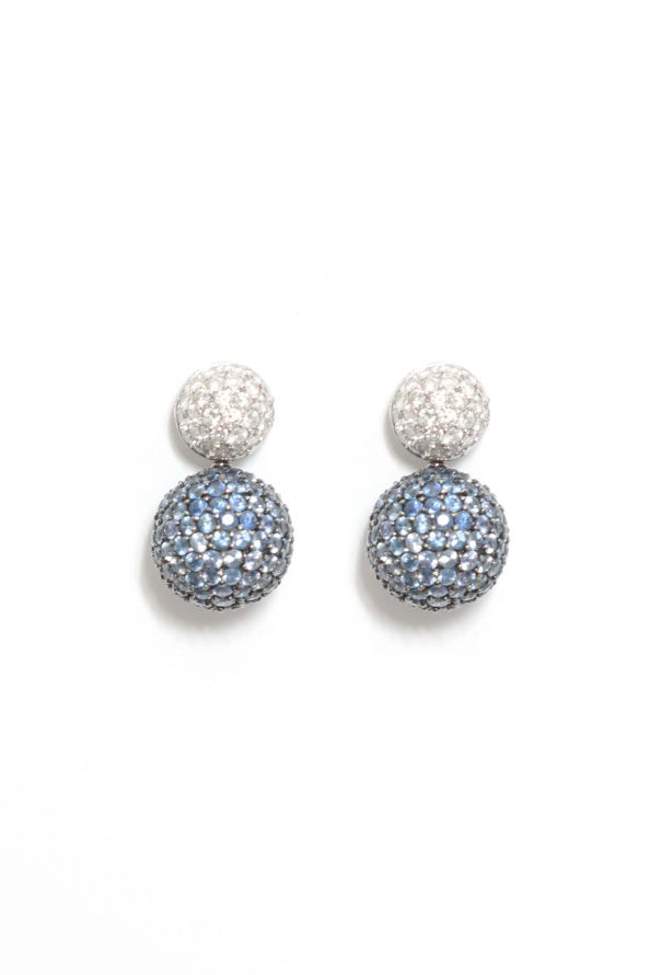 Vintage & Antique 18K Gold & Diamond Ball Drop Earrings - 1
