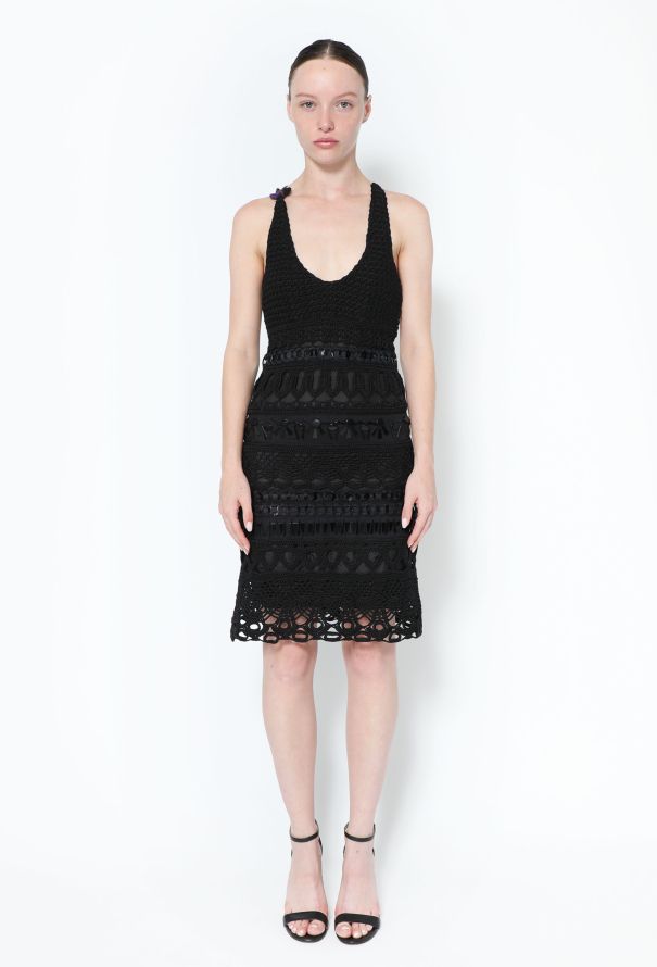 Prada S/S 2005 Embellished Crochet Dress - 1