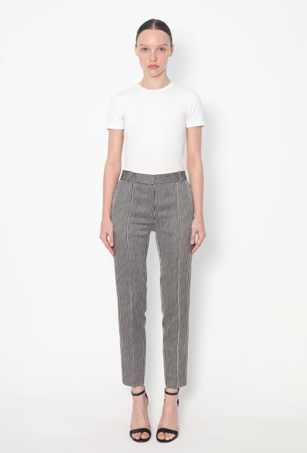 Céline Tapered Silk Pinstripe Trousers - 1