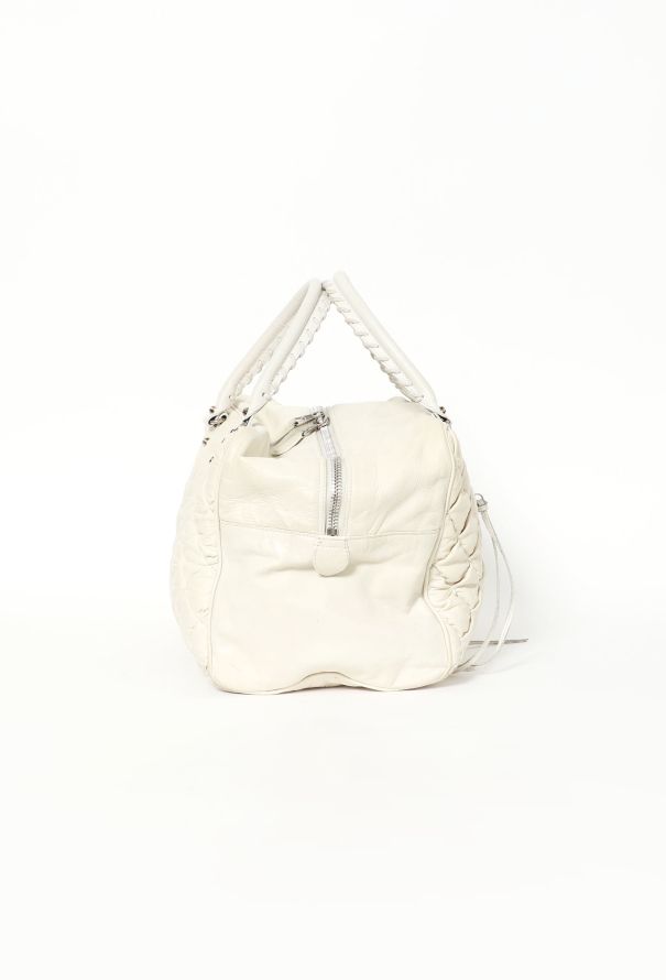 Balenciaga Motocross Quilted Bowling Bag White - 4