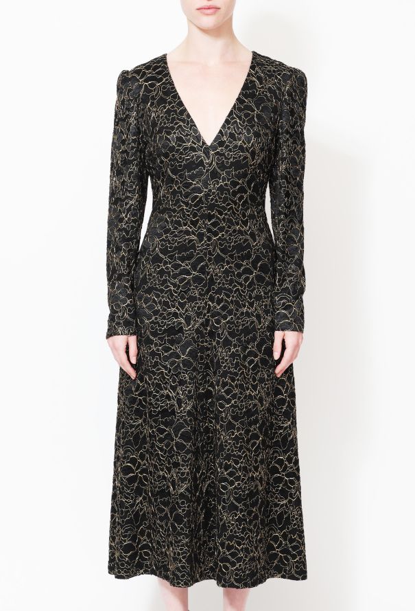 Saint Laurent 2016 Metallic Floral Lace Dress - 2