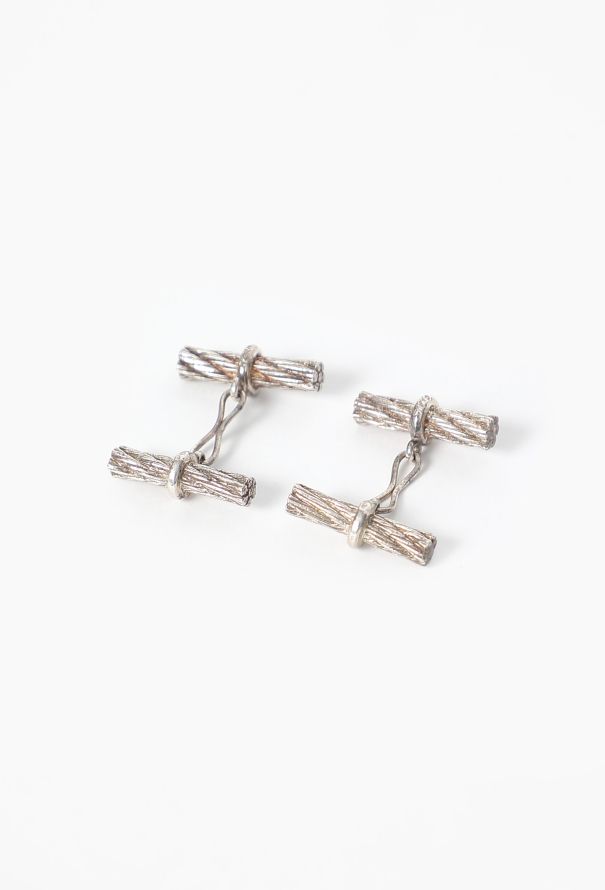Hermès Vintage Silver Rope Cufflinks - 3
