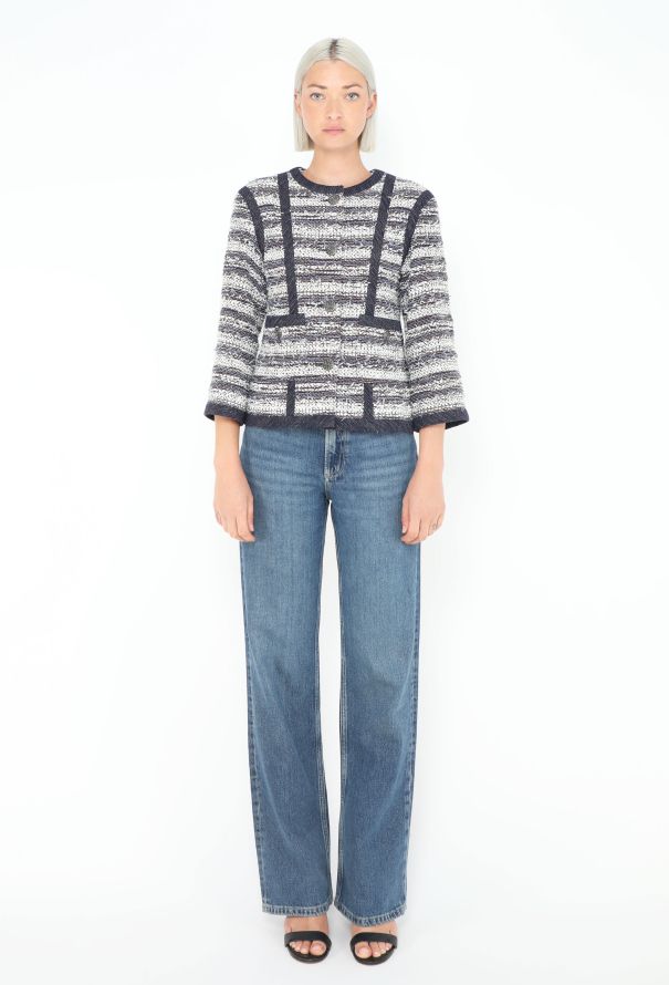Chanel Striped Tweed Skirt Ensemble - 6