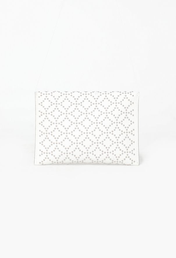 Alaïa Studded White Envelope Clutch - 3