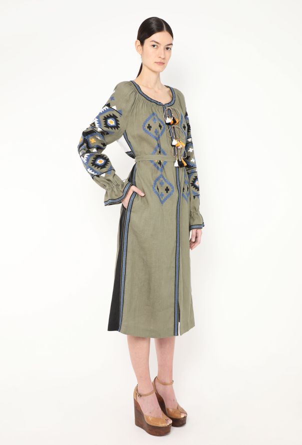 Vita Kin Embroidered Belted Linen Tassel Tunic - 5