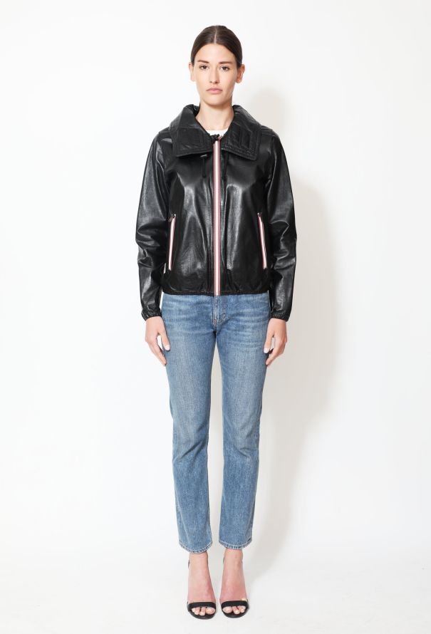 Céline Leather Hooded Zip Jacket - 3