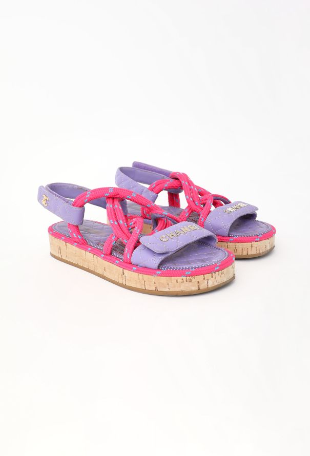 Chanel 2021 Quilted 'CC' Cord Sandals - 3