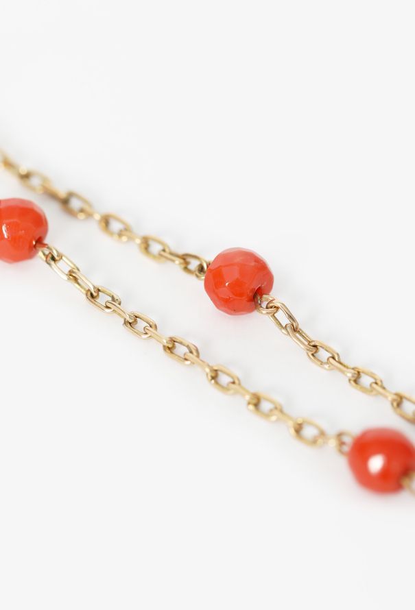 Vintage Fine Jewelry 18K Yellow Gold Mediterranean Coral Necklace - 3