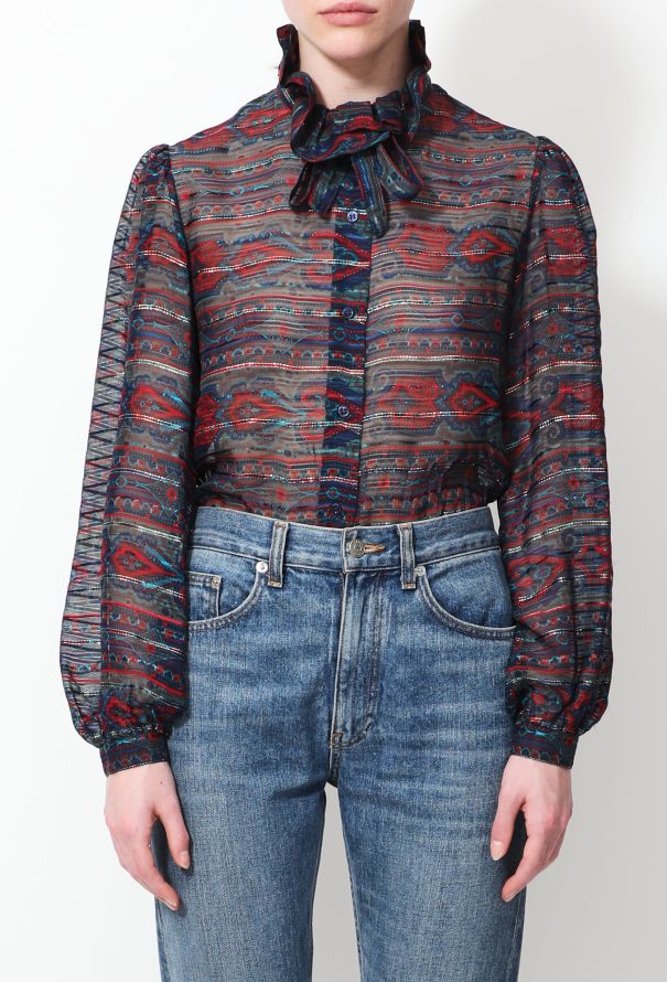Lanvin 70s Ruffled Lavallière Silk Blouse - 2