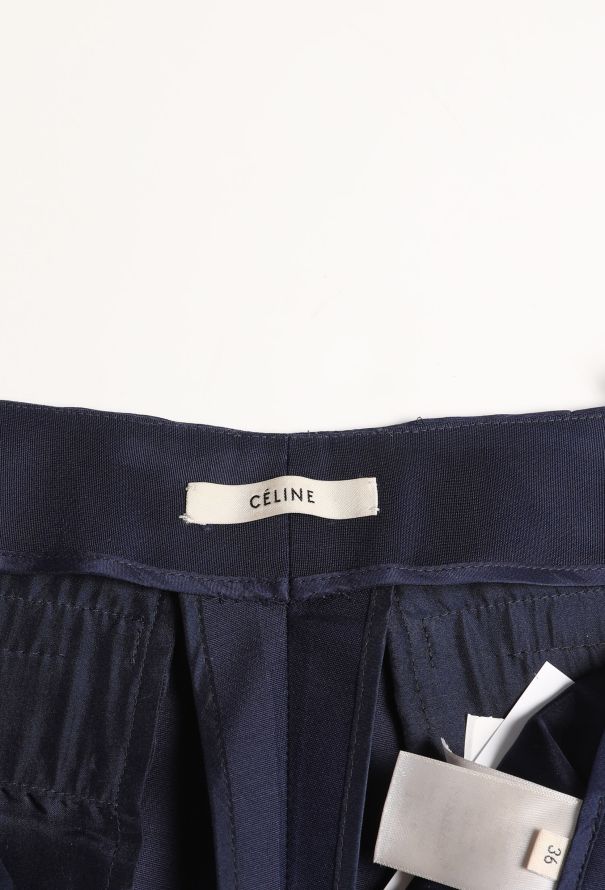 Céline Navy Crepe Cuffed Trousers - 5