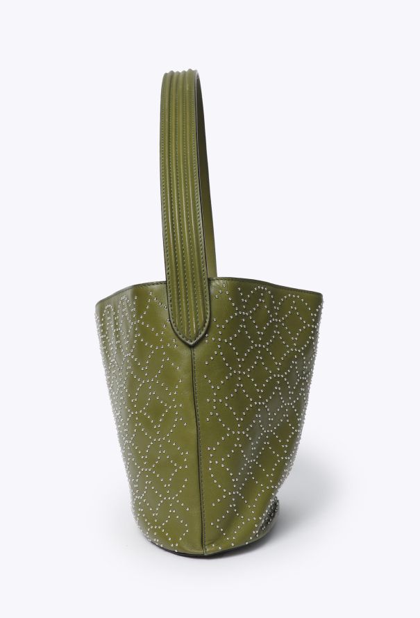 Alaïa Green Studded Medium Tote Bag - 4
