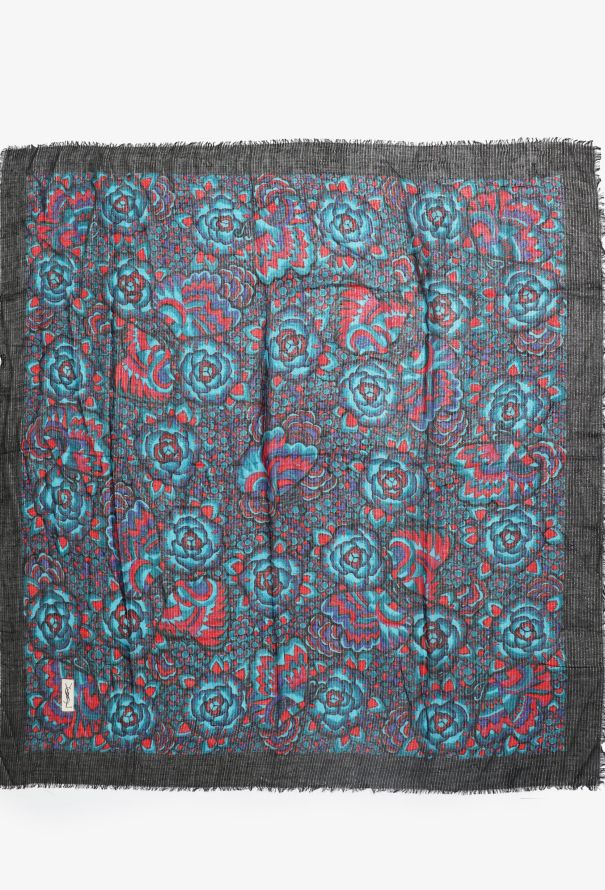 Saint Laurent Vintage Floral Metallic Scarf - 1