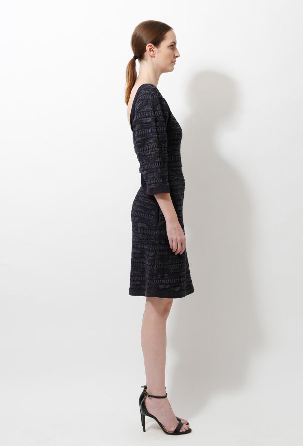 Chanel Navy Graphic Knit Dress - 4