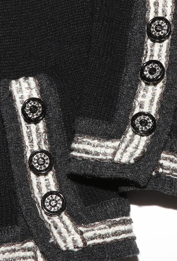 Chanel Black Cashmere Lamé Trim Cardigan - 7