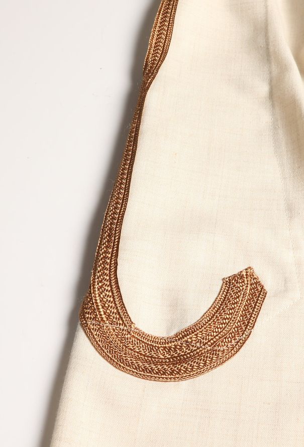 World Treasures Authentic Moroccan Embroidered Linen Ensemble Ivory & Gold - 9