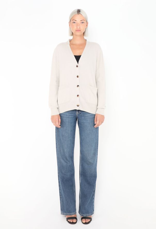 Céline Beige Cashmere Cardigan with Triomphe Emblem - 2