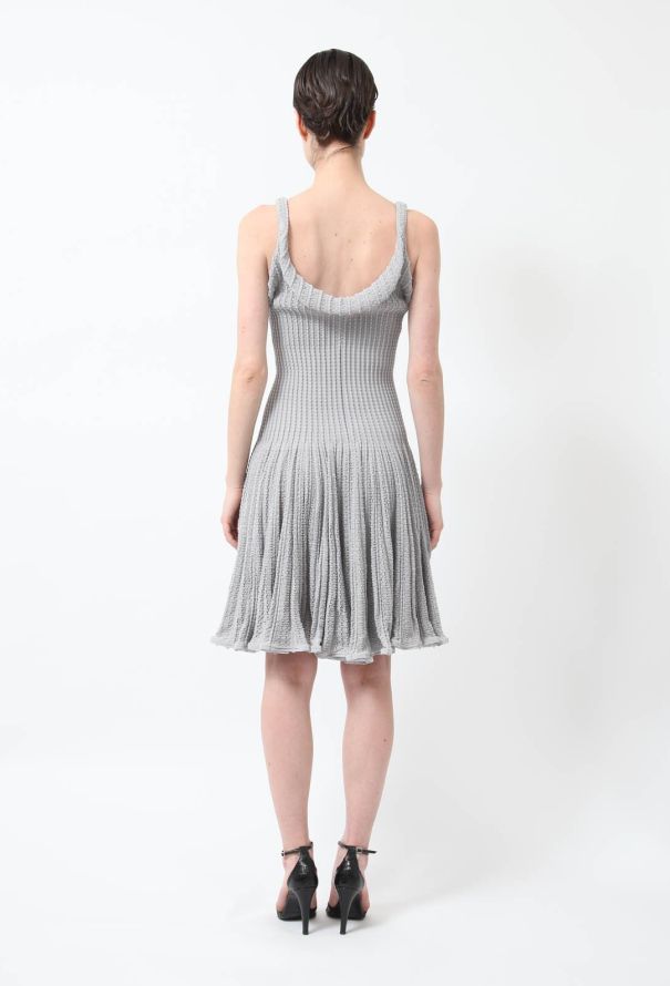 Alaïa Grey Textured Skater Dress - 4