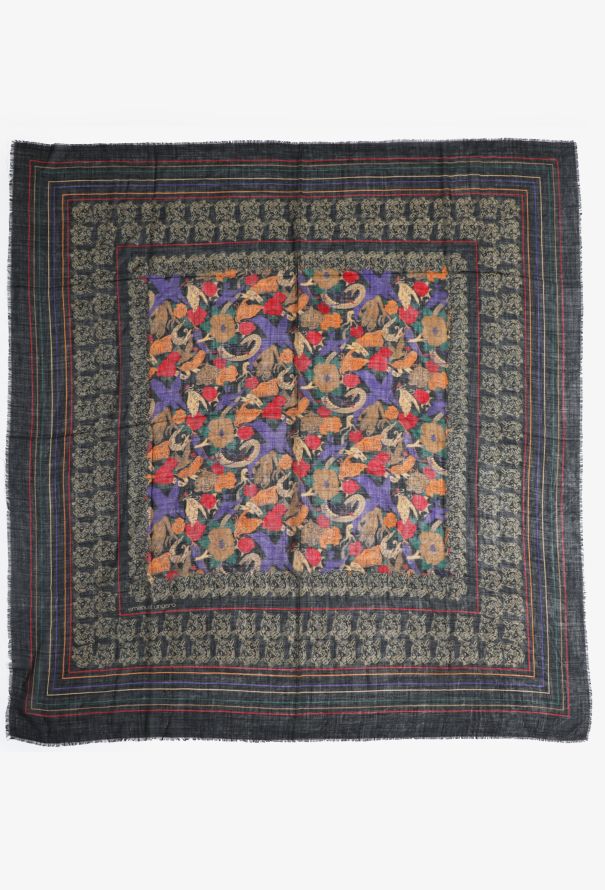 Emanuel Ungaro Vintage Floral Leopard Scarf - 2