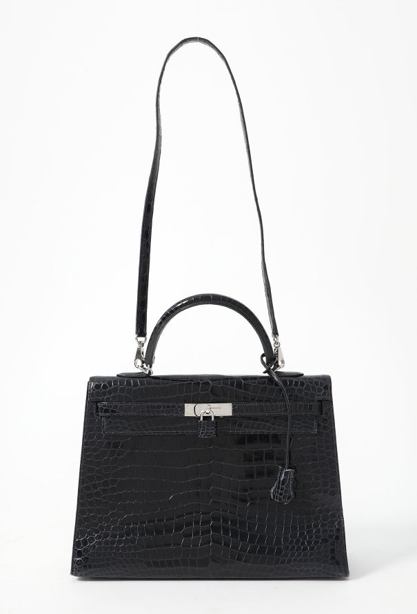Hermès Bleu Marine Porosus Kelly Sellier 35 - 3