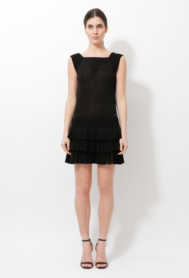 Chanel Pleated Knit Shift Dress - 1