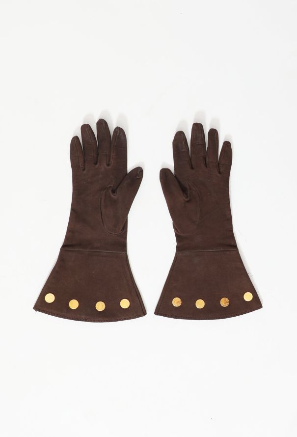 Hermès Coin Wide-Cuff Suede Gloves - 3