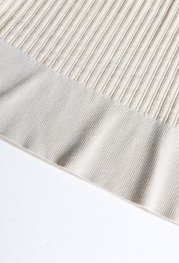 Alaïa 90s Ivory Ribbed Knit Dress - 6