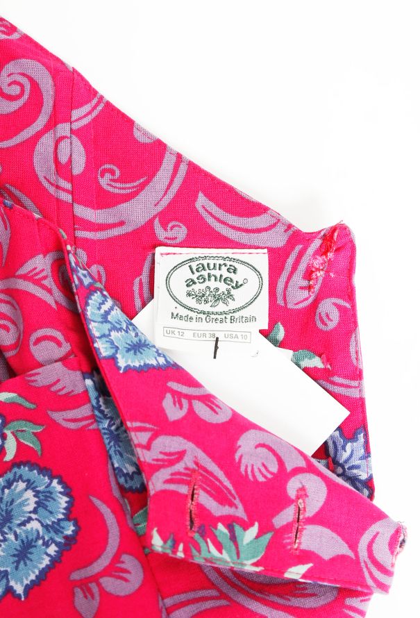 Laura Ashley '80s Floral Belted Cotton Bustier Dress - 6