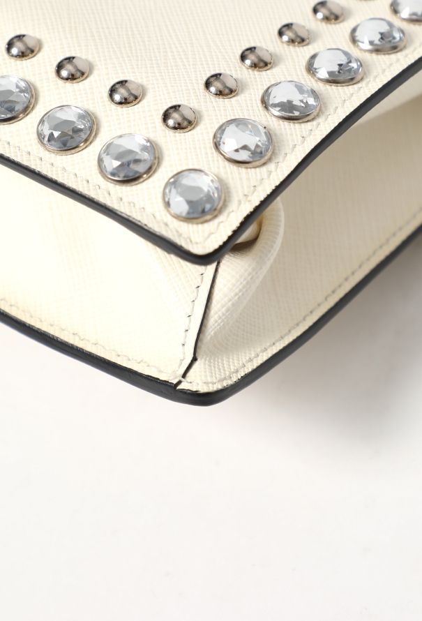 Prada Studded Saffiano Sound Satchel Bag - 11