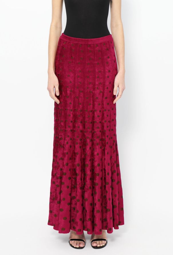 Alaïa '90s Chenille Polka Dot Maxi Skirt - 2