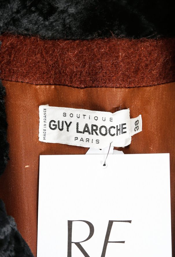 Guy Laroche Mohair Velvet Trim Coat - 5