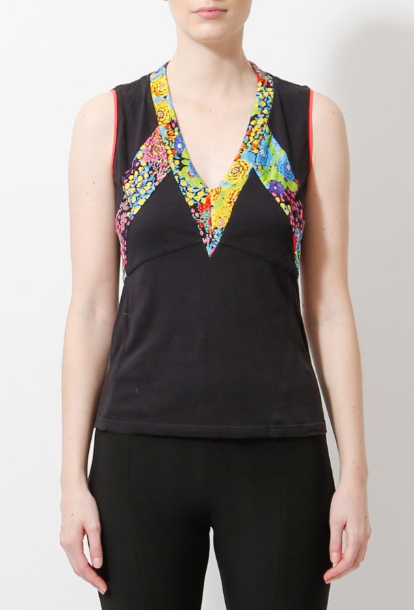 Balenciaga 2004 Black Floral Print Tank - 2