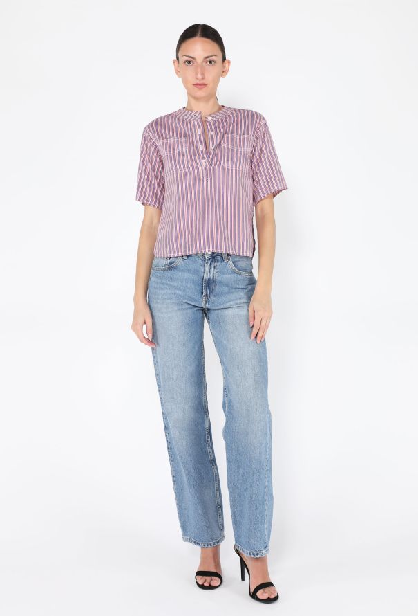 Oscar De La Renta Striped Prairie Top, 1970s - 2