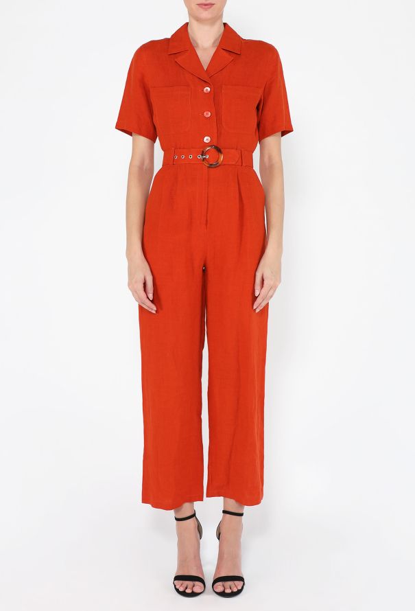 Saint Laurent Belted Linen Jumpsuit, 1990s - 3