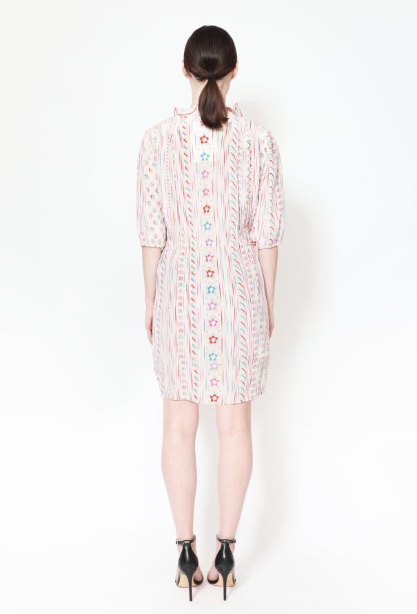 Louis Féraud Vintage Floral Striped Silk Dress - 3