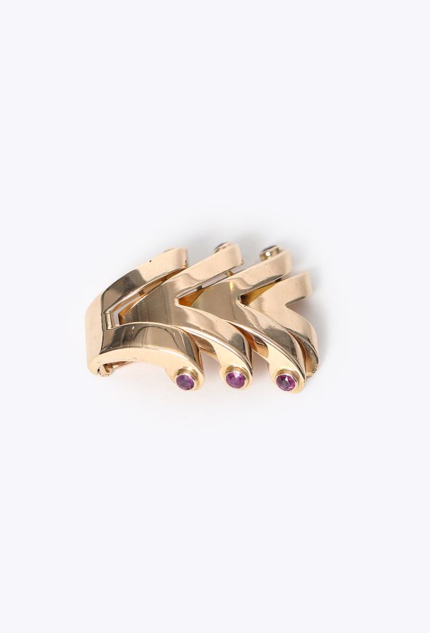 Boucheron 1940s 18K Rose Gold & Ruby Clip Brooch - 1