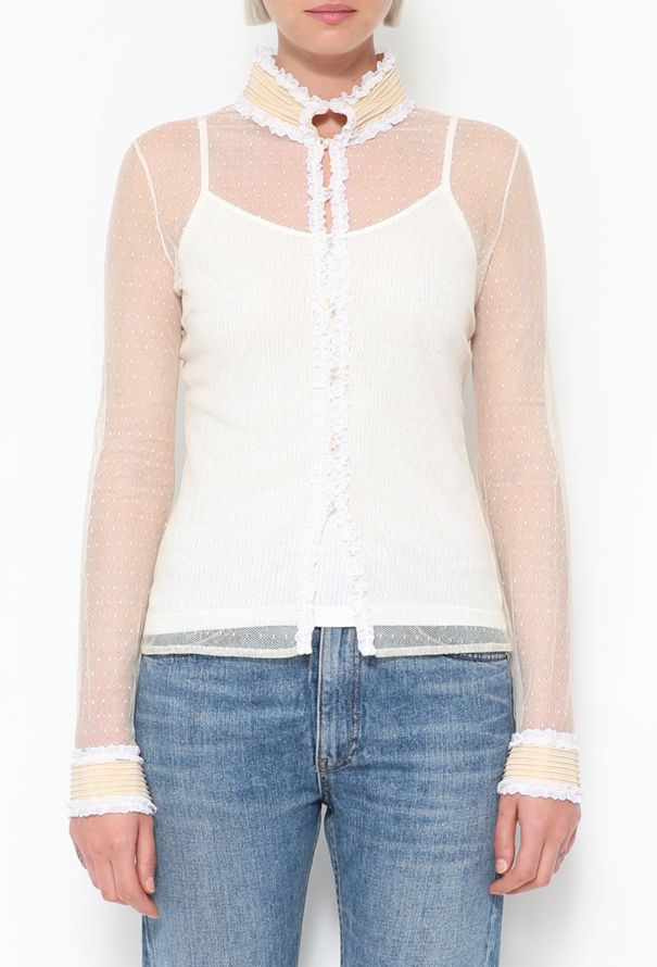 Gianni Versace Early 2000s Ruffled Lace Top - 1