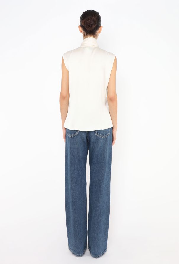 Chanel Ruffled Silk Lavallière Ivory Blouse - 2006 - 5