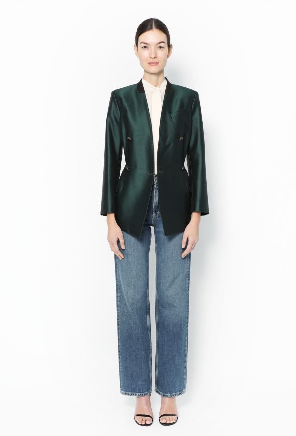 Givenchy S/S 2020 Collarless Silk Blazer - 4