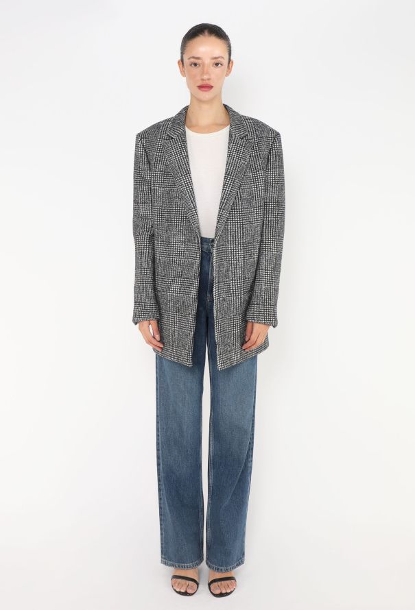 Saint Laurent F/W 2018 Alpaca Houndstooth Blazer - 2