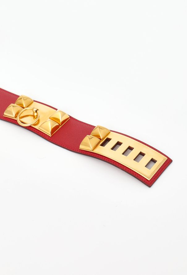Hermès Vintage Rouge Courchevel ‘Collier de Chien’ Belt (1995) - 4