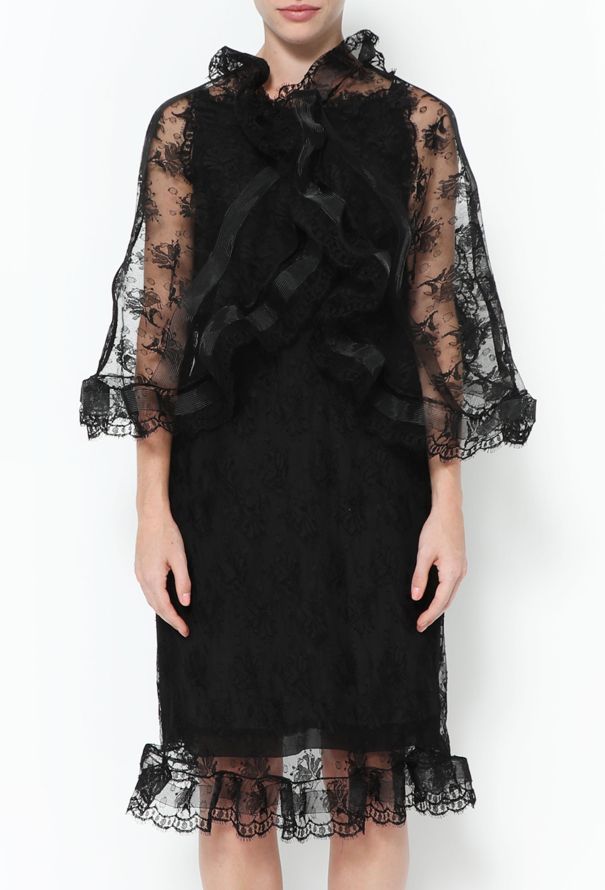 Balenciaga Edition 2008 Black Scalloped Lace Dress - 3