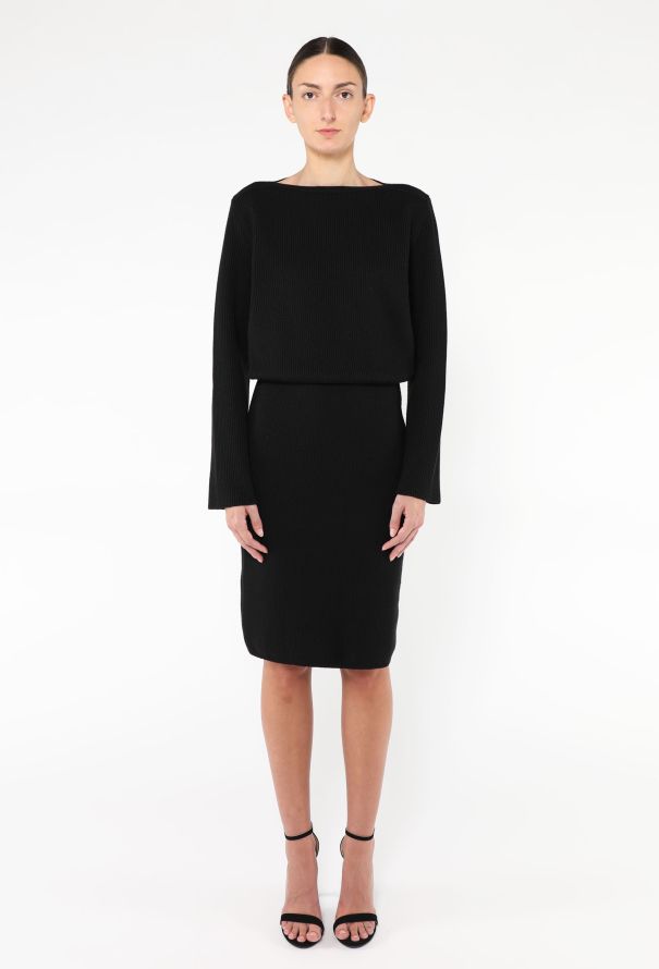 Alaïa Ribbed Knit Sweater Dress - 1