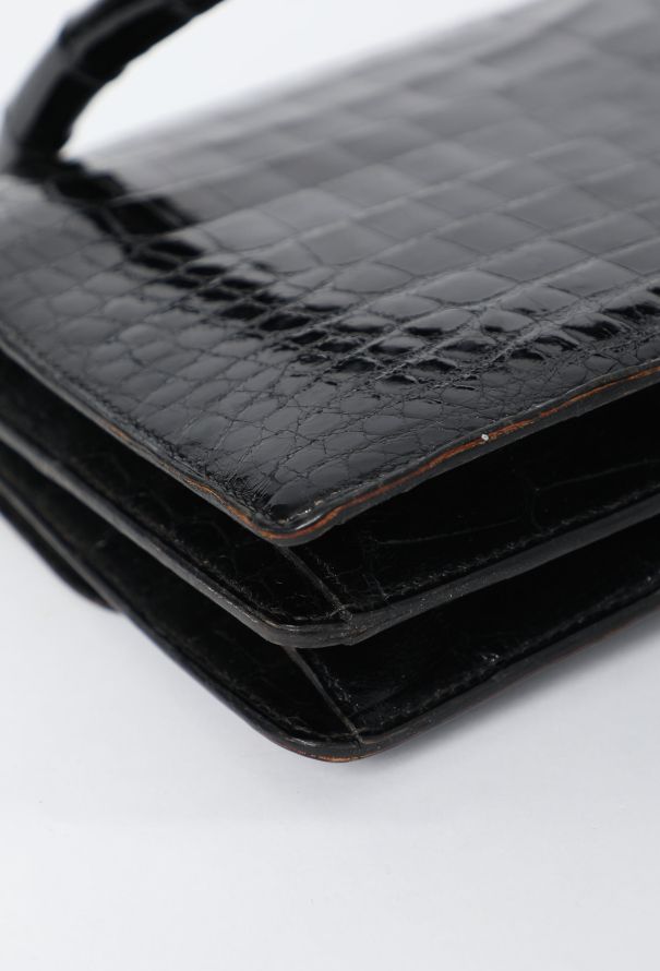 Hermès Vintage Black Porosus Ring Bag - 7
